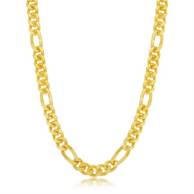 Links of Italy Sterling Silver 6mm 'Solid' Mami Cuban Figaro Chain  - Available Sizes: 9  , 20  , 22  , 24  Inches