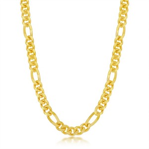 Links of Italy Sterling Silver 6mm 'Solid' Mami Cuban Figaro Chain  - Available Sizes: 9  , 20  , 22  , 24  Inches - 1 of 3