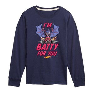 Boys' - Hot Wheels - Halloween I'm Batty For You Long Sleeve Graphic T-Shirt - 1 of 4