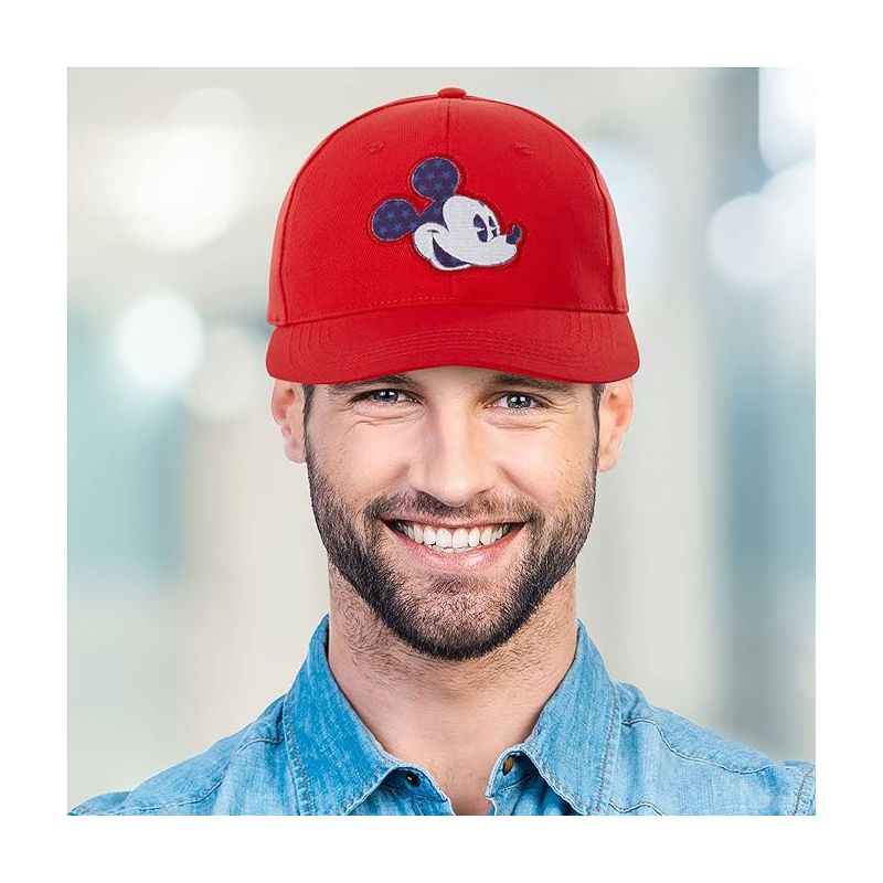 Mickey Mouse Men’s Snap-Back Baseball Cap, Dad Hat (Red), 2 of 4