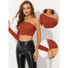 Allegra K Women's Party Glitter Metallic Slim Fitted One Shoulder T-Shirt - 2 of 4