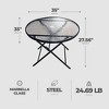 Four Season Courtyard 35" Round Marbella Folding Steel Dining Table Outdoor Backyard Patio Furniture with Glass Tabletop and Umbrella Hole, Black - 3 of 4