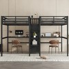 Twin Over Twin Metal Loft Bed with Shelves, Double Desk and Wardrobe - 2 of 4