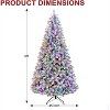 Vivatrees 6 Ft Prelit Artificial Christmas Tree, Snow Flocked, 15 Lighting Modes with Multi Colors, Hinged Branches, Metal Stand, White - 3 of 4
