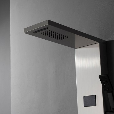 Brushed Nickel 8-Spray Rain Shower Panel System with Handheld Wand