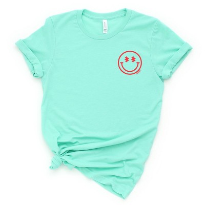 Simply Sage Market Smiley Face Outline Mini Puff Print Short Sleeve Tee