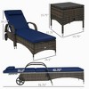 Patio Wicker Chaise Lounge Chair Set of 2 with Table, Adjustable Backrest, Wheels, Cushion & Headrest - 3 of 4