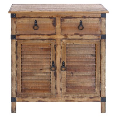 Wood Louvered Door Cabinet Buffet Brown, Small Louvered Cabinet Doors