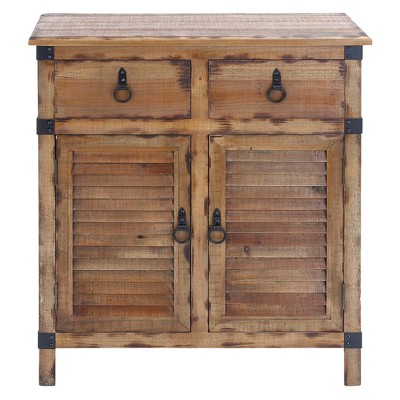 Wood Louvered Door Cabinet Buffet Brown/Black - Olivia & May