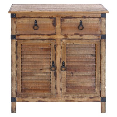 Wood Louvered Door Cabinet Buffet Brown/Black - Olivia & May