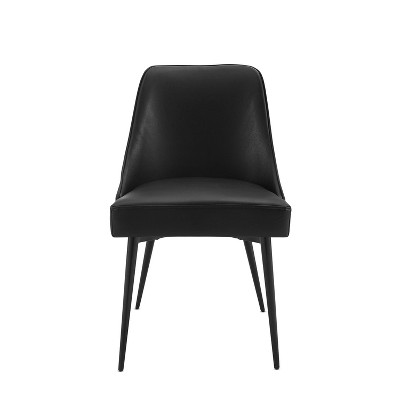 Black Faux Leather Upholstered Side Chair with Metal Legs