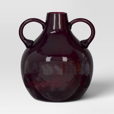 Hammered Glass Decorative Vase Plum Purple - Threshold™