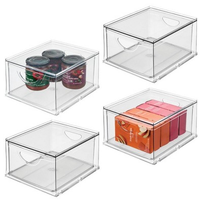 Stackable Storage Drawer for Pantry, Set of 4, Clear, Made in USA