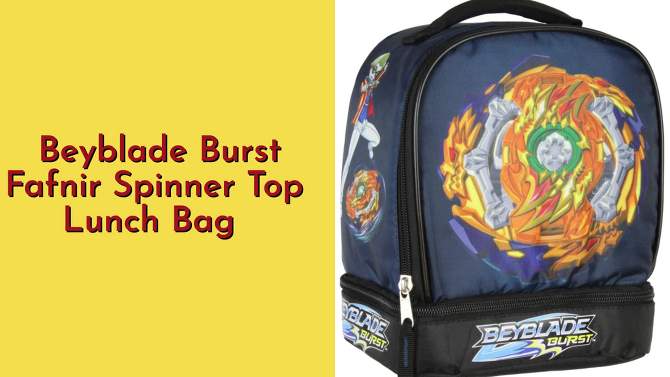 Beyblade Burst Fafnir Spinner Top Insulated Dual Compartment Lunch Bag Blue, 2 of 10, play video