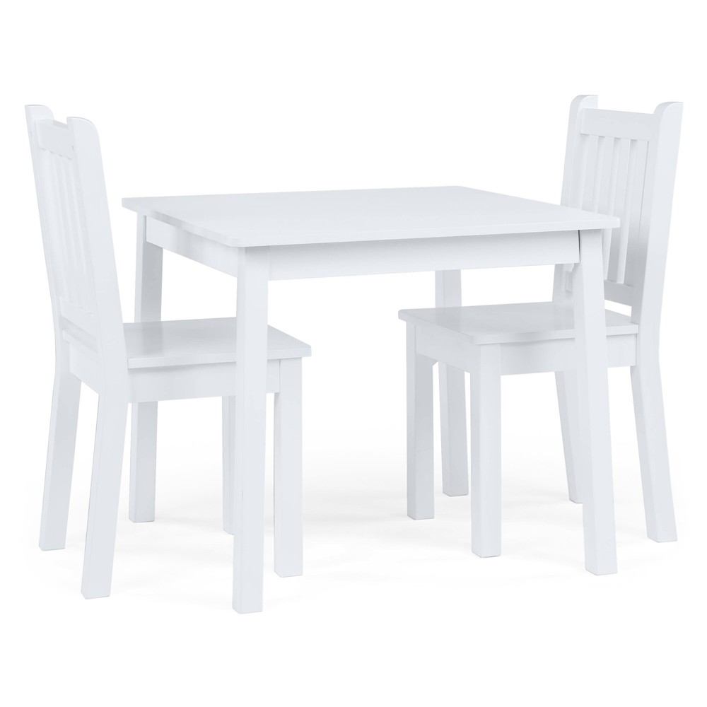 3pc Kids' Wood Table and Chair Set White - Humble Crew