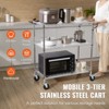 VEVOR Kitchen Utility Cart, 3 Tiers, Wire Rolling Cart with 661LBS Capacity, Metal Storage Trolley with 80mm Basket Curved Handle PP Liner 6 Hooks - 3 of 4
