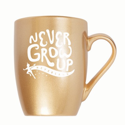 Elanze Designs Never Grow Up Neverland 10 ounce New Bone China Coffee Tea Cup Mug, Vegas Gold
