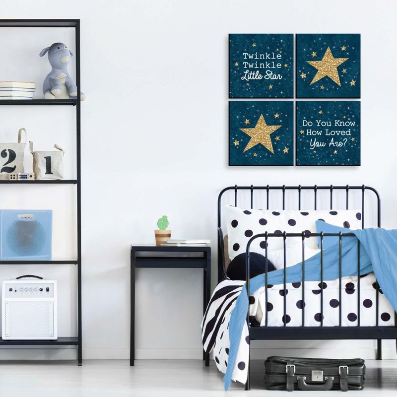 Big Dot of Happiness Twinkle Twinkle Little Star - Kids Room, Nursery & Home Decor - 11 x 11 inches Nursery Wall Art - Set of 4 Prints for baby's room, 3 of 9