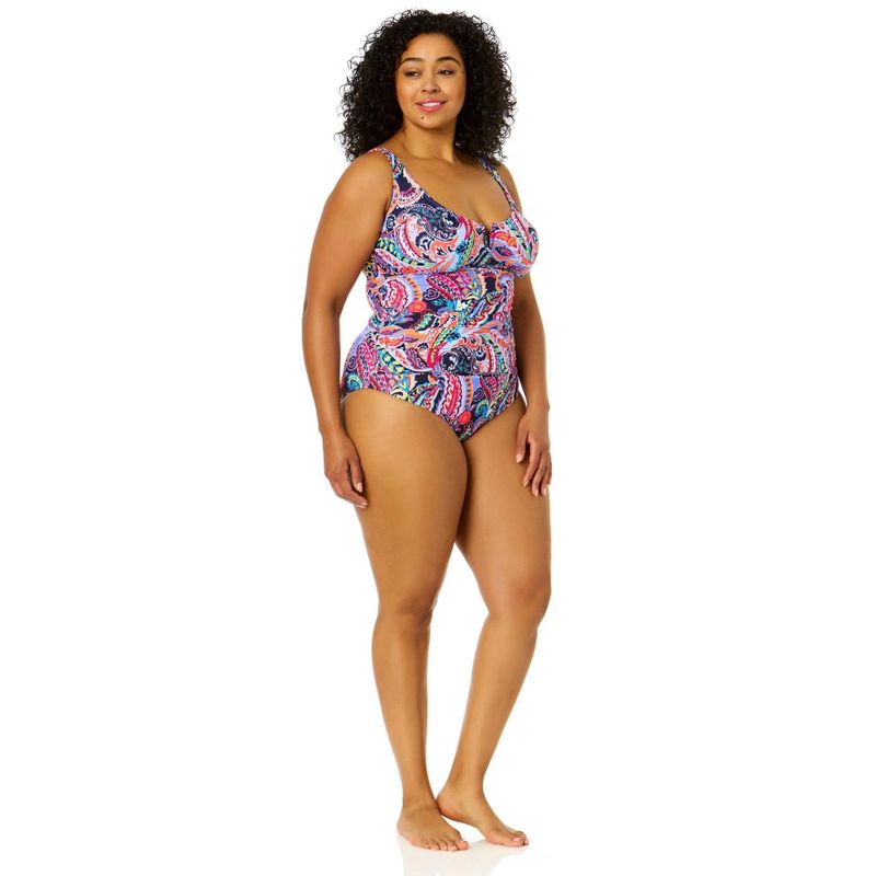 Anne Cole Plus Women's Plus Paisley Parade V-Wire One Piece Swimsuit, 3 of 5