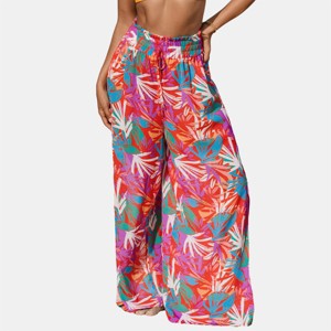 Women's Smoked Wide Lege Cover Up Pants - Cupshe - 1 of 4