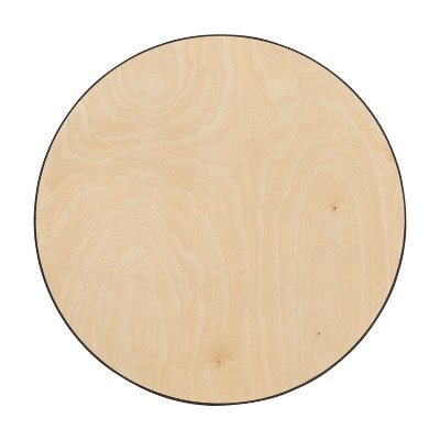 Marrel 24" Round Oak Top Outdoor Cocktail Table with Chrome Base