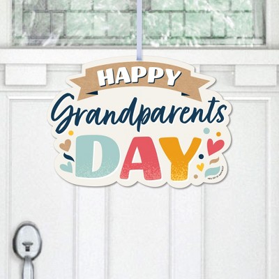 Big Dot of Happiness Happy Grandparents Day - Hanging Porch Grandma & Grandpa Party Outdoor Decorations - Front Door Decor - 1 Piece Sign