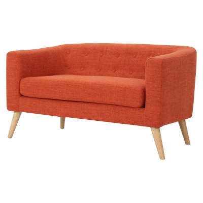 Bridie Mid-Century Loveseat Muted Orange - Christopher Knight Home: Upholstered, Rubberwood Legs