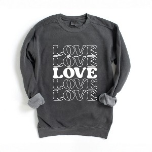 Simply Sage Market Women's  Garment Dyed Graphic Sweatshirt Love Stacked - 1 of 4