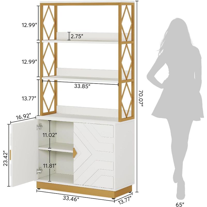 Tribesigns 70.9" Tall Bookshelf with Doors, Etagere Bookcase with 3 Shelves, Modern Open Display Rack for Living Room Bedroom Office, 3 of 10