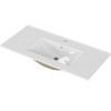 Gulches 35 in 18 Undermount Bathroom Sink in White Ceramic with Pre-Drilled Faucet Hole Modern Minimalist Design - 3 of 4
