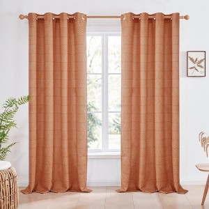 Deconovo Recycled Bohome Rattan Room Darkening Curtains (2 Panels) - 1 of 4