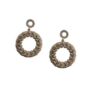 SOHI Women's Circular Metallic Ribbed Drop Earrings - 1 of 4