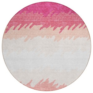 Blush Pink And Ivory Striped Washable Indoor Outdoor Area Rug - 1 of 4