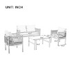 Outdoor 4 Pcs Seating Set, Multi-person Lounge Sets with Tempered Glass Table, Patio Lounge Sets with Iron Frame and PE Cushions-Coolbibila - 4 of 4