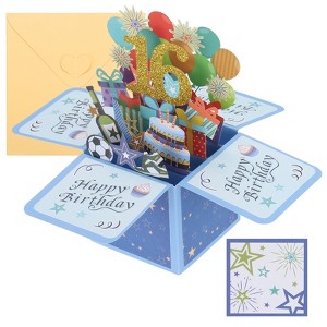 Unique Bargains 3D Pop-Out Gold Foil Birthday Card with Greeting Card and Envelope - 1 of 4