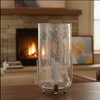 Metal Stand Candle Hurricane Bubbled Glass Vase – Home or Patio Display by Melrose - 3 of 3