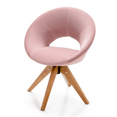 Costway Mid Century Modern Swivel Accent Chair Fabric Armchair Velvet Living Room Pink\Blue\Green\Grey