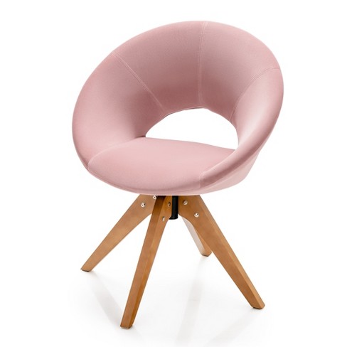 Costway Pink Velvet Accent Office Armchair Adjustable Swivel