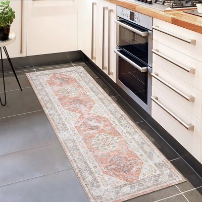 Vintage Washable Area Rug Non Slip Oriental Distressed Area Rug Boho Rug