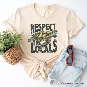 Respect the Locals Turtles T-Shirt, Retro Grunge White and Natural Tee for Ocean and Beach Lovers| OrnamentallyYou - 1 of 4