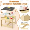 Jojoka 3-in-1 Kids Table and Chair Set with Storage Drawer, Double-Sided Blackboard, Toddler Activity Desk & Chairs – Natural Finish - 2 of 4