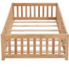 LOVMOR Montessori Floor Bed with Safety High Fence, Wood Kids Floor Beds Frame, Solid Wood Toddler Playhouse Bedframe - 3 of 4