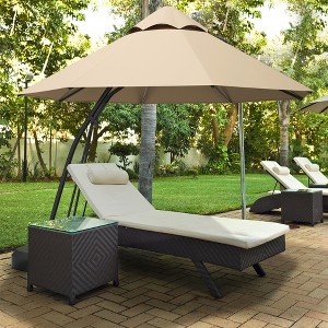 Tangkula 11ft Patio Cantilever Hand Push Offset Hanging Umbrella w/ Wheels Base - 1 of 4