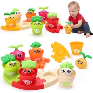 18-Piece Plant Pot Stacking and Puzzle Set, Color Sorting Montessori Toy for Toddlers Ages 1-3 - 1 of 4