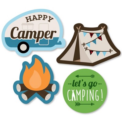 Big Dot of Happiness Happy Camper - DIY Shaped Camping Baby Shower or Birthday Party Cut-Outs - 24 Count