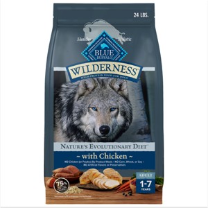 Blue Buffalo Wilderness High Protein Natural Adult Dry Dog Food with Chicken Flavor - 24lbs - 1 of 4