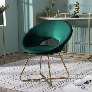 ORRD Velvet Accent Chair with Gold Base, Modern Upholstered Curved Back Sled Chair for Living Room, Bedroom，Blue - 1 of 4