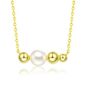 Guili Sterling Silver 14K Gold Plated Necklace with 6MM Freshwater Pearl, a refined and timeless addition to your jewelry collection. - 1 of 3
