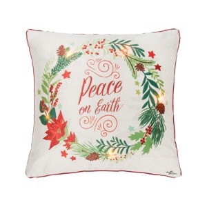 C&F Home Peace On Earth Light-Up LED 18" x 18" Throw Pillow - 1 of 3