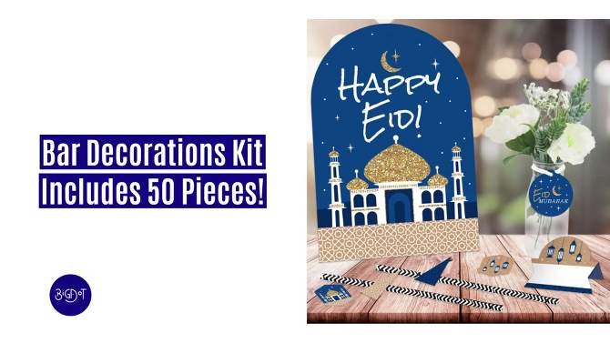 Big Dot of Happiness Eid Mubarak - DIY Happy Eid Party Signs - Ramadan Snack Bar Decorations Kit - 50 Pieces, 2 of 10, play video
